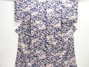 縮緬地花鳥模様小紋着物